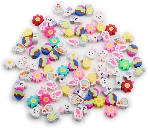 Miniatura 30 de 100 cuentas de arcilla polimérica mixta Heishi para hacer pulseras, aretes, collares, joyas Bola