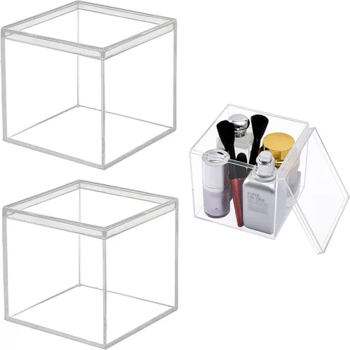 Miniatura 13 de KissYou Caja de Acrílico Transparente Caja de Exhibición con Tapa Cubo Cuadrado de Plástico Contenedores Transparentes Caja de Almacenamiento