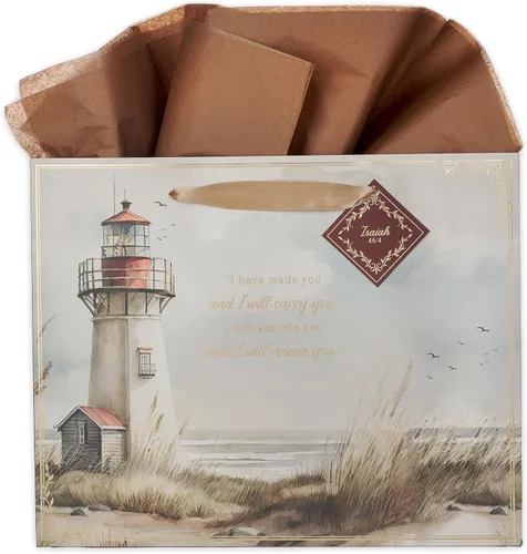 Miniatura 48 de Christian Art Gifts Bolsa de regalo de paisaje con tarjeta y juego de papel de seda, Hope and A Future, versículo bíblico inspirador de Jeremías