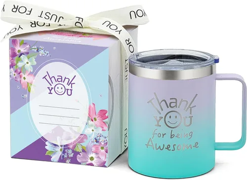 Miniatura 11 de DLOCCOLD Regalos de agradecimiento para mujeres, taza de café con texto en inglés "Thank You for Being Awome", agradecimiento a los empleados