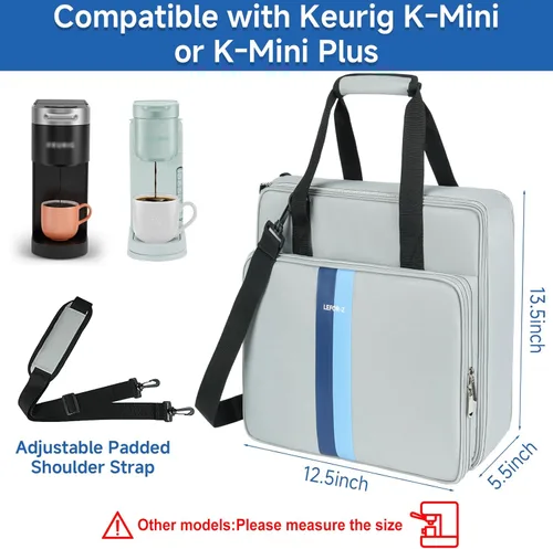 Miniatura 2 de Bolsa de viaje para cafetera, compatible con Keurig K-Mini, funda de transporte para cafetera de una sola porción compatible con K-Mini Plus con Gris