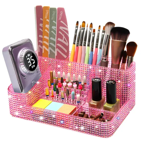 Miniatura 12 de CGBE Organizador para brocas de taladro de uñas, organizador de 28 agujeros para brocas de uñas, organizador profesional de herramientas para uñas