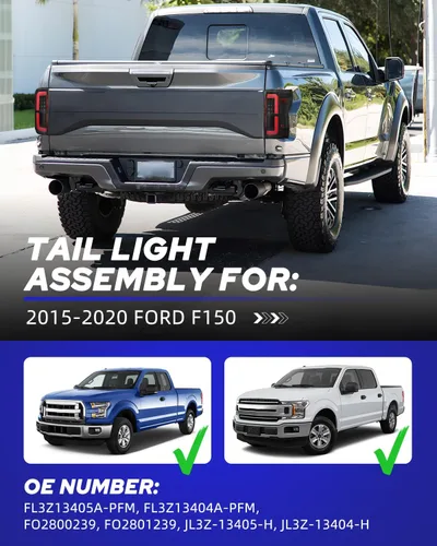 Miniatura 3 de AUTOONE - Para 2015-2020 Ford F150 Ensamblaje de Luz Trasera LED F-150 Luces Traseras Mejoradas Compatibles con 2015 2016 2017 2018 2019 2020 Ford