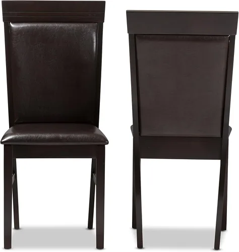 Miniatura 2 de Baxton Studio Thea Silla de comedor y silla de comedor tapizada de piel sintética marrón oscuro