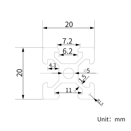 Miniatura 4 de 4 unids 2020 V tipo perfil de aluminio 27.559 in marco de extrusión negro anodizado riel lineal europeo para impresora 3D