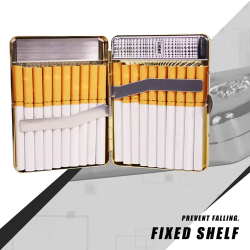 Miniatura 6 de Juego de 20 fundas de metal para cigarrillos, encendedor de arco con águila 3D recargable, encendedor de arco eléctrico, resistente al viento, sin