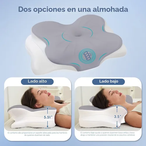 Miniatura 6 de Almohada cervical para el cuello, almohadas ergonómicas de espuma viscoelástica para aliviar el dolor de cuello con funda de almohada transpirable
