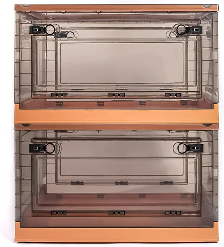 Miniatura 16 de Paquete de 3 contenedores de almacenamiento de apertura lateral, tapa apilable plegable, fácil de ordenar con caja de almacenamiento, ideal