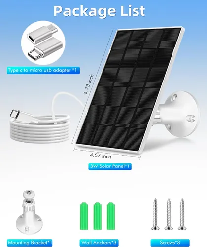 Miniatura 6 de KEPEAK Panel Solar para Cámara Ring al Aire Libre, Cargador Solar Pequeño de 5V con Tipo C o Micro USB, Solo para Batería de Cámara Stick Up Cam