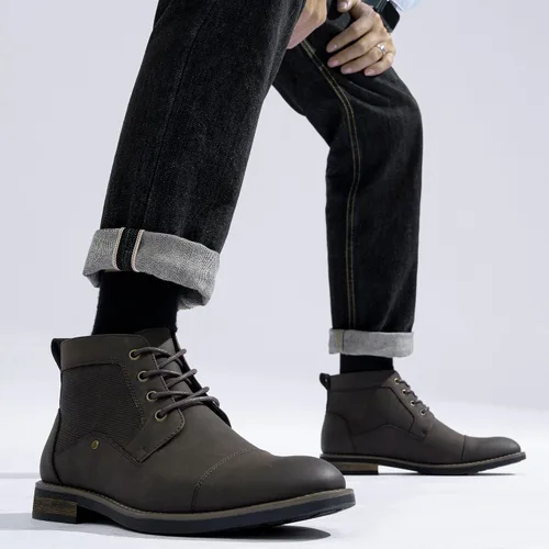 Miniatura 8 de Jousen Mens Boots Retro Casual Boots for Men Cap Toe Boots for Men