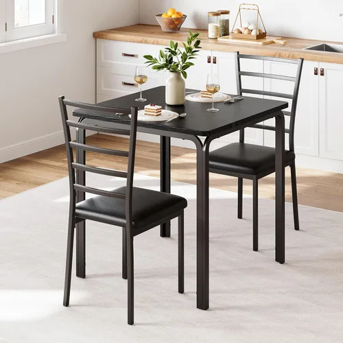 Miniatura 9 de IDEALHOUSE Juego de sillas de mesa de comedor de 5 piezas para espacios pequeños, juego de comedor moderno de interior para 4, juego de mesa Marrón