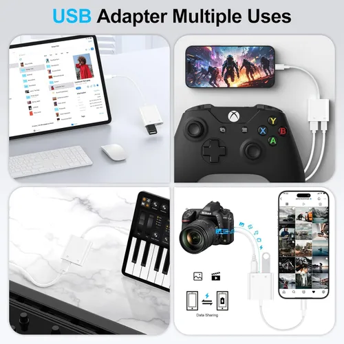 Miniatura 4 de Cable USB C a USB OTG y adaptador de cargador para iPhone 17 Pro Max 16e 16 15 Samsung Galaxy S26 S25 S24 S23 S22 USB C OTG Splitter Adaptador