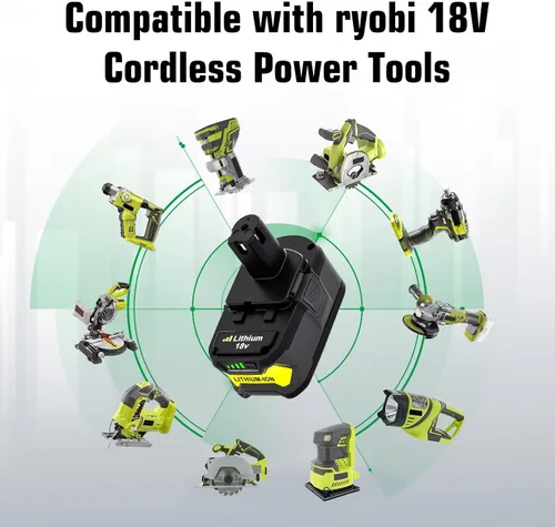Miniatura 3 de Paquete de 2 baterías de repuesto de 6000mAh P108 para Ryobi 18V batería y cargador compatible con P108 P107 P105 P104 P103 P102 P190 PBP005 PBP006