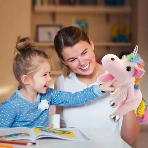 Miniatura 5 de Unicorn Toys Marioneta de Mano de Unicornio, Animales de Peluche de Unicornio Marionetas de Mano Juguetes de Unicornio para Niñas, Marionetas