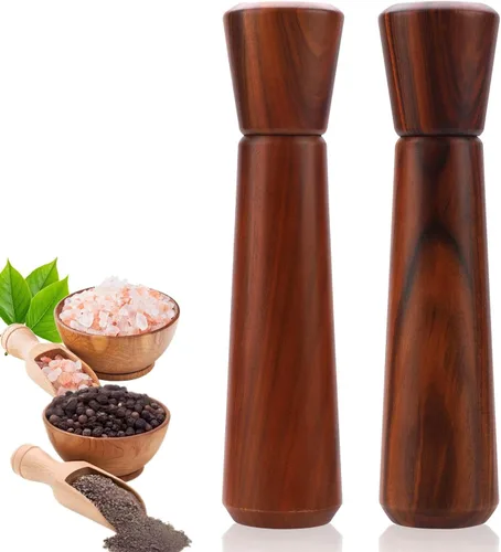Miniatura 8 de Molinillo de pimienta de madera, molinillo de pimienta de madera de 10 pulgadas, molinillo de sal recargable, molinillo de pimienta manual