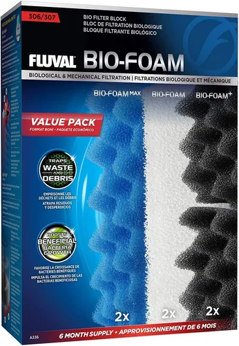 Fluval Paquete económico de espuma biológica 306/307, medios de filtro de acuario de repuesto