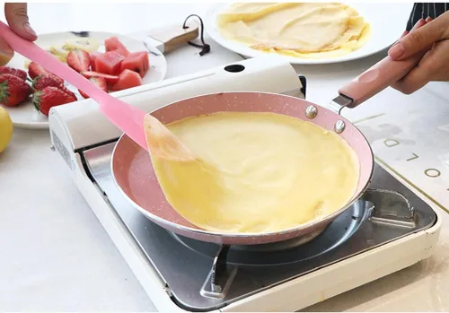 Miniatura 5 de Hemoton Sartén antiadherente de aluminio de 13.38 pulgadas para tortillas y panqueques, sartén saludable de doble uso con calor rápido y diseño apto