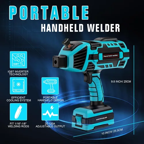 Miniatura 2 de TRQWH Máquina de soldadura 120A portátil de mano de 110 V, soldador ARC, inversor IGBT, mini máquina soldadora MMA apta para varillas de 1/16"-1/8