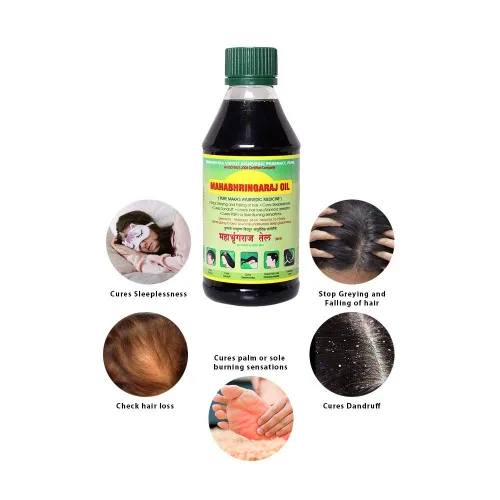 Miniatura 3 de Aceite de masaje para el cuero cabelludo Mahabhringraj Ramakrishna Pharma, 6.76 onzas líquidas