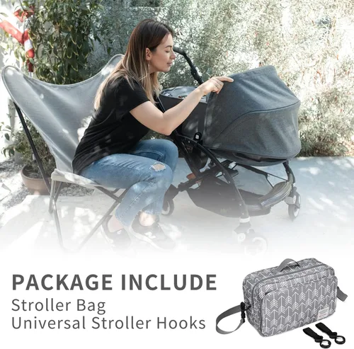 Miniatura 6 de Organizador universal para cochecito todo en uno con bolsillo aislado, capacidad para pañales, juguetes y aperitivos, color gris oscuro Arrow