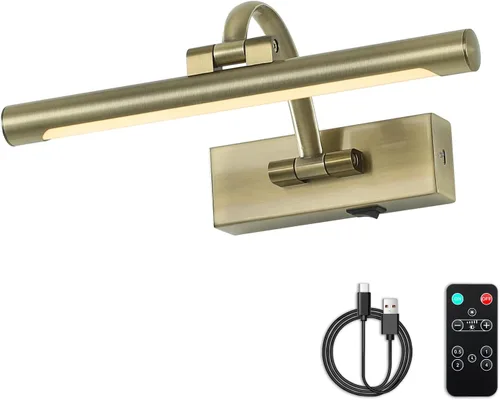 DESOOP - Luces inalámbricas recargables para cuadros, iluminación de galería, luz de marco de fotos con batería, control remoto y temporizador, luz