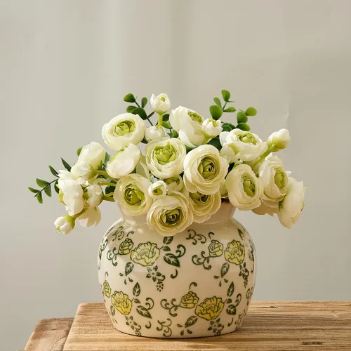 Miniatura 27 de SIDUCAL Jarrón Vintage Azul y Blanco Cerámica Chinoiserie Floral de 6 Pulgadas Jarrón Retro de Porcelana Azul y Blanca con Efecto Agrietado
