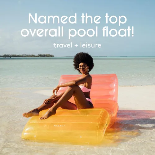 Miniatura 7 de FUNBOY Tumbona Chaise Inflable Gigante de Lujo Transparente Arcoíris, Silla Flotador de Piscina para Adultos, Perfecto para una Fiesta de Verano