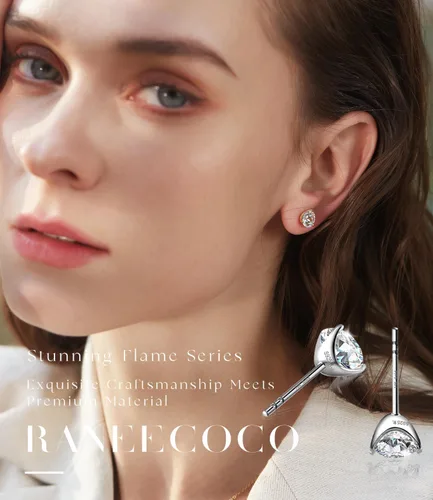 Miniatura 2 de Aretes tipo dormilona Stunning Flame de plata chapada en oro de 18 quilates y con diamantes de imitación de circonia cúbica