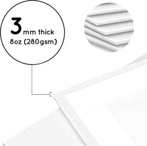 Miniatura 3 de Artistik Paneles de lienzo de pintura de 8 x 10 pulgadas (paquete de 12) – 100% algodón de grado medio en blanco – Lienzos de artista para pintar