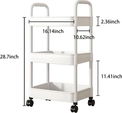 Miniatura 2 de Carrito de pañales para bebé con ruedas y mango, carrito rodante de 3 niveles, organizador de pañales, caddy de guardería, organizador de bebé