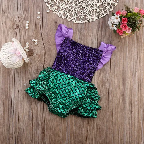 Miniatura 6 de Enterizo de sirena con lentejuelas para bebé niña, Morado
