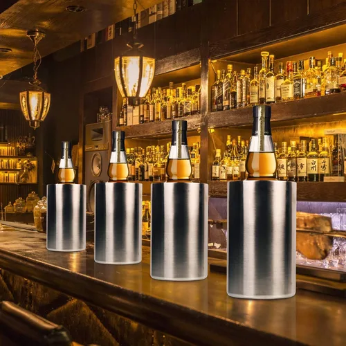 Miniatura 8 de Jolitac Cubo enfriador de vino, cubo enfriador de vino de doble pared de acero inoxidable, mantiene el frío durante horas, enfriador de botellas