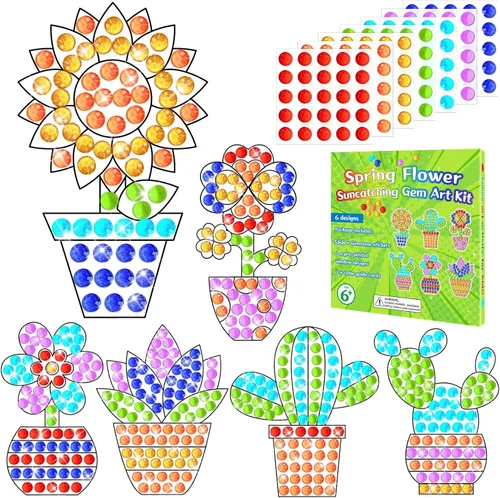 Miniatura 13 de Qyeahkj 6 piezas de manualidades del día de San Patricio, sombrero de trébol, gema de diamante, atrapasoles para niños, pintura de diamantes de San