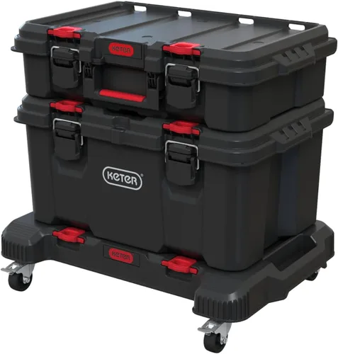 Miniatura 14 de Keter Stack-n-Roll Organizador Modular de Herramientas para Almacenamiento en Garaje y Bricolaje, Sistema de Caja de Herramientas Rodante de Resina