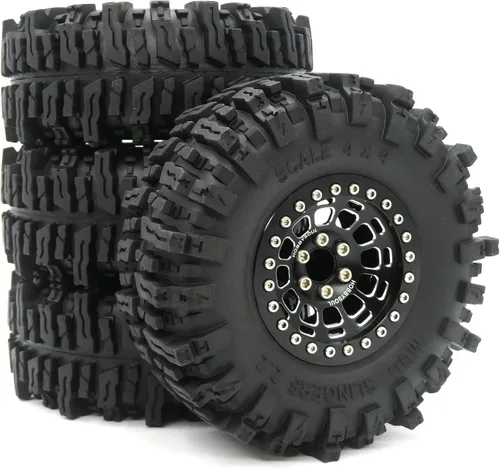 HOBBYSOUL 2.2 Neumáticos para eslingers de barro de 4.882 in y 2.2 ruedas Beadlock negras, 2.2 neumáticos y ruedas hexagonales de 0.472 in para