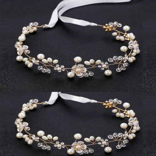 Miniatura 9 de Accesorios para el cabello de boda, diadema para niña de las flores, diadema de princesa con perlas para niñas, novias y mujeres (plateado)