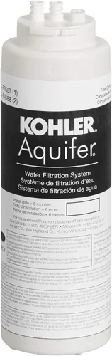 KOHLER 77687-NA Filtro de agua, cartucho de filtro de repuesto individual Aquifer (1 paquete), 1 unidad (paquete de 1), color blanco