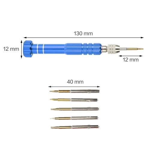 Miniatura 3 de Juego de destornilladores de precisión, mango de destornillador con kit de herramientas de apertura de reparación de 5 puntas para laptop, teléfono
