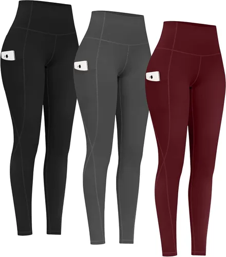 Miniatura 13 de PHISOCKAT Paquete de 2 pantalones de yoga de cintura alta con bolsillos, leggings de control de abdomen, leggings de yoga elásticos en 4 direcciones