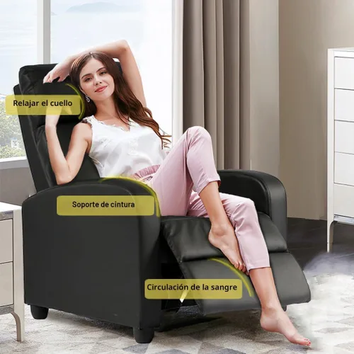 Miniatura 7 de BestMassage - Sillón reclinable sin función de masaje, con soporte lumbar, reclinación de empuje ajustable, reposabrazos anchos, reposapiés y Negro