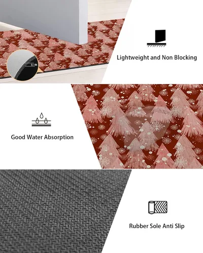 Miniatura 3 de Tapete de baño de Navidad para bañera, antideslizante, de secado rápido y absorbente, con tierra de diatomeas, para fregadero de cocina, lavable