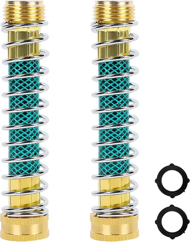 Miniatura 8 de Triumpeek Divisor de manguera de latón de 2 vías de 3/4 pulgadas, conector de manguera de jardín de latón de 2 vías con 2 protectores de resorte