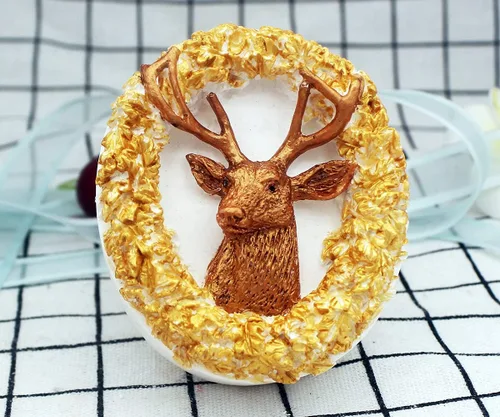 Miniatura 2 de Molde de jabón animal de silicona para ciervos - forma redonda para decoración de velas y pasteles