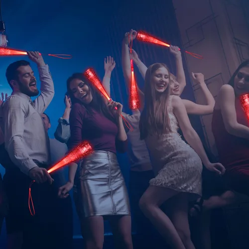 Miniatura 4 de Paquete de 24 Varitas de Fibra Óptica Rojas Brillantes a Granel Enormes Varitas Luminosas Bastones Luminosos de 14.2 Pulgadas con 3 Modos de Luz Rojo