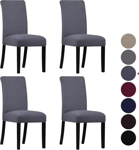 Juego de 4 fundas elásticas para sillas de comedor, fundas para sillas Parsons, extraíbles y lavables, fundas para sillas de cocina para comedor,