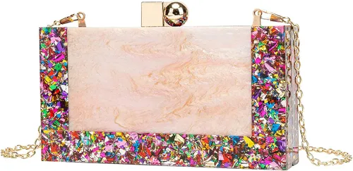 Miniatura 5 de EROGE - Bolso de mano de acrílico con diseño geométrico colorido para mujer