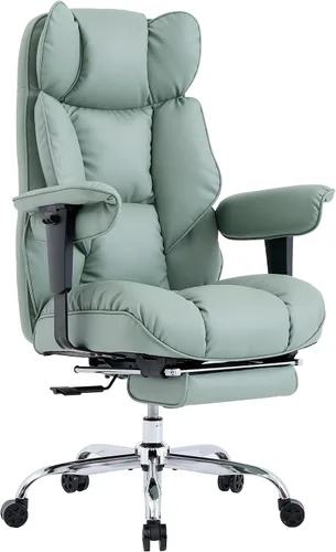 Miniatura 21 de Efomao Silla de Oficina Grande y Alta 400lbs - Sillas de Oficina Ejecutivas con Reposapiés, Silla de Computadora de Cuero PU Resistente