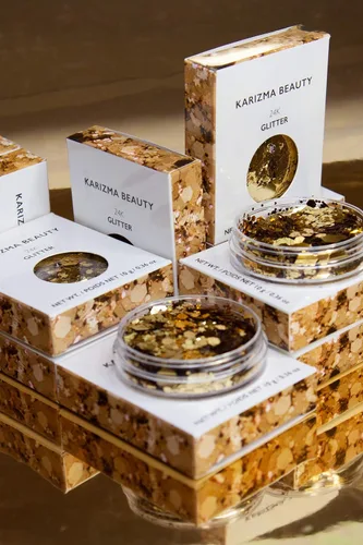 Miniatura 2 de KARIZMA 24K Gold Purpurina holográfica dorada Purpurina gruesa de 0.35 onzas para la cara, el cabello, los ojos y el cuerpo, para mujer. Purpurina