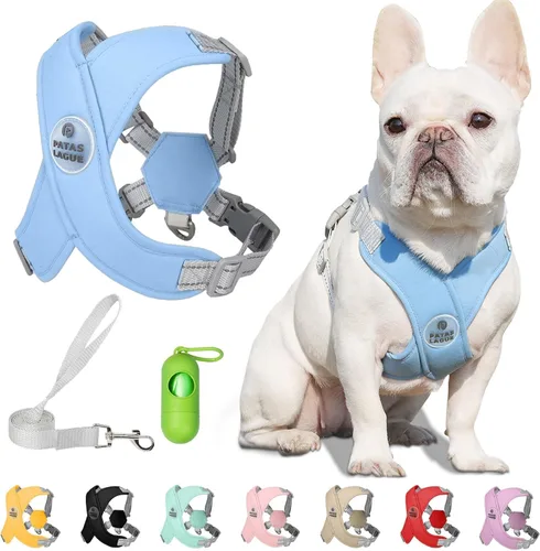 Miniatura 20 de Patas Lague Juego de arnés para perro con correa, ajustable, suave, acolchado, chaleco de entrada para perro, sin estrangulamiento, sin tirones