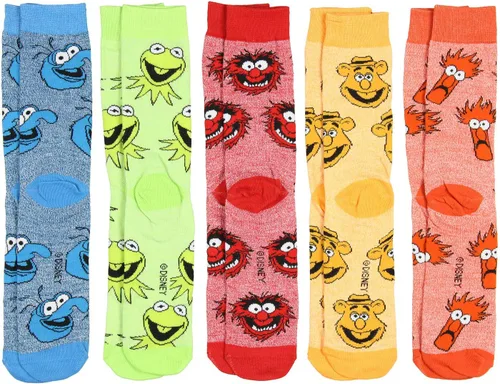 Miniatura 3 de Bioworld The Muppets Kermit Animal Gonzo Beaker Fozzie 5 Pack Crew Calcetines, Varios